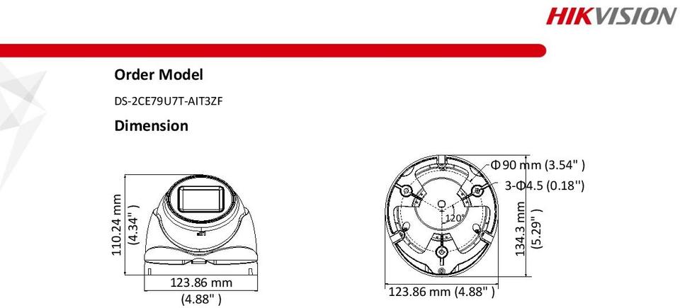 Hikvision DS-2CE79U7T-AIT3ZF 4K 8MP HD-TVI Turret Camera With IR & 2.7~13.5mm Motorised Lens 2